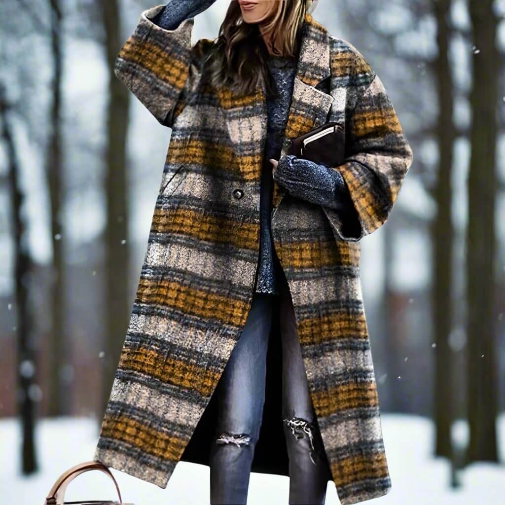 Seraphine | Women's Long Colour Block Oversized Winter Coat