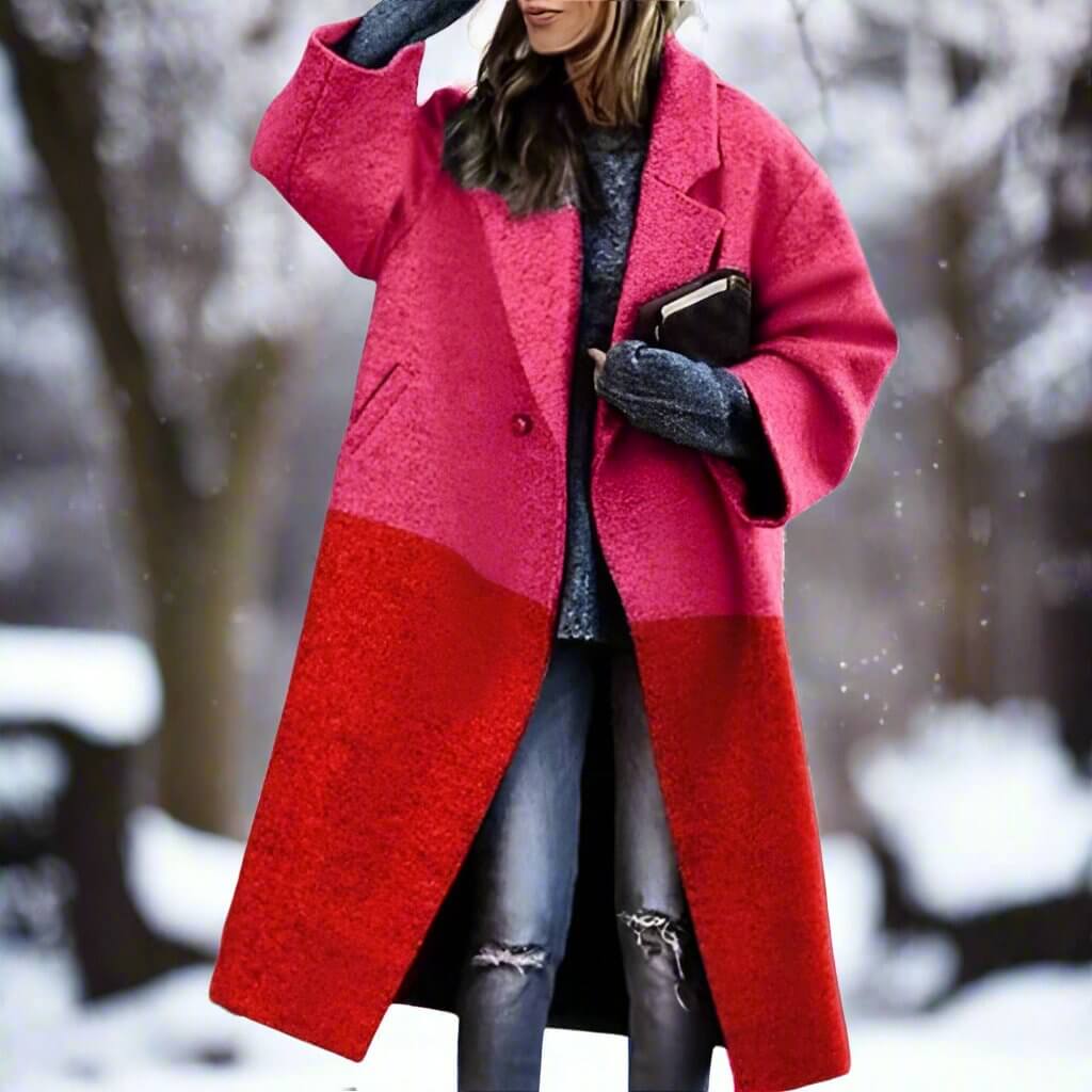 Seraphine | Women's Long Colour Block Oversized Winter Coat