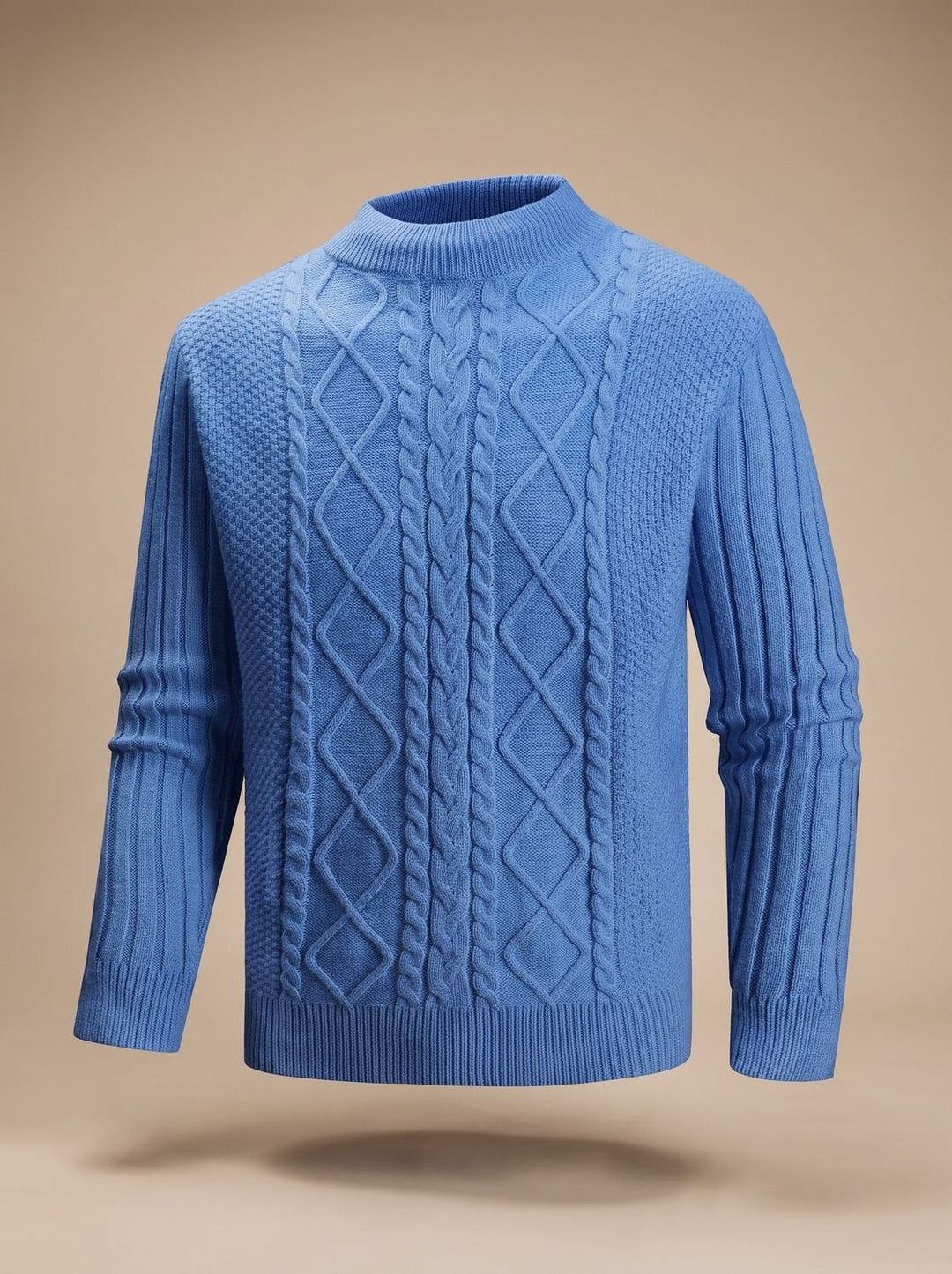 Iestyn | Men's Cable Knit Cotton-Blend Mock Neck Jumper
