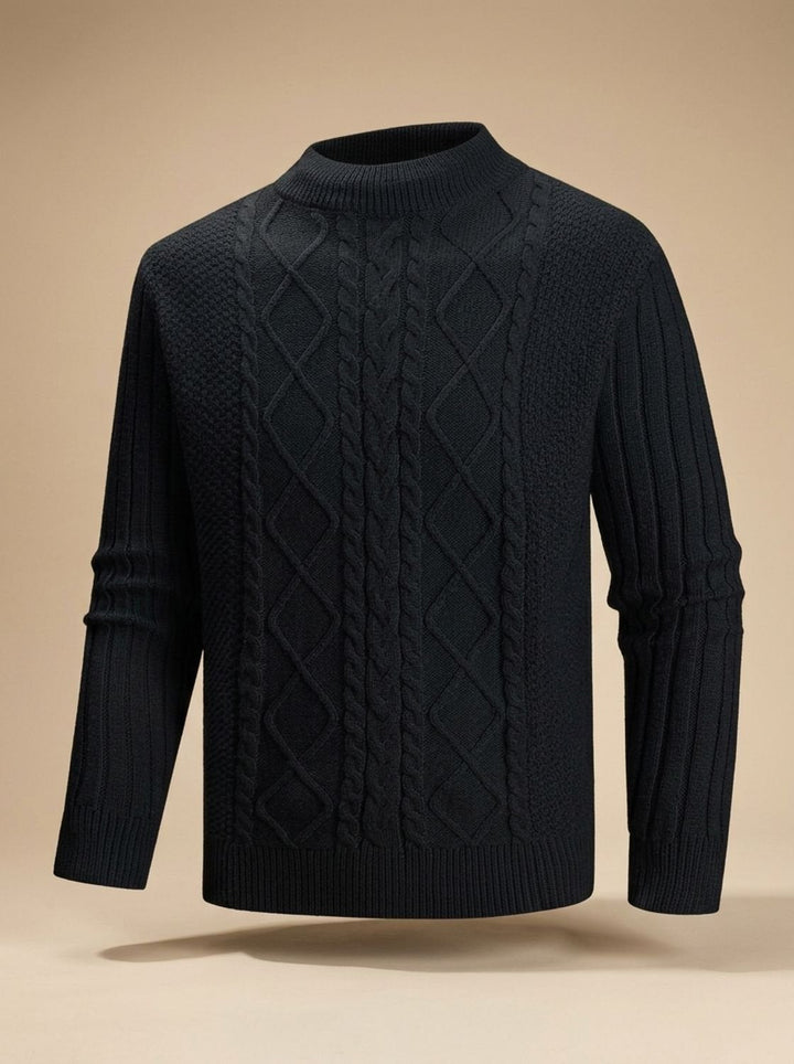 Iestyn | Men's Cable Knit Cotton-Blend Mock Neck Jumper