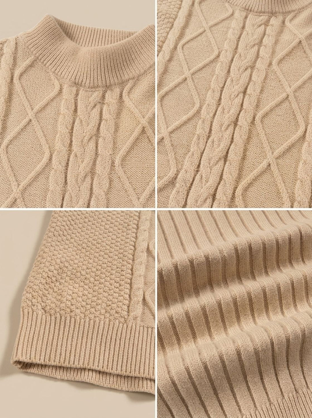 Iestyn | Men's Cable Knit Cotton-Blend Mock Neck Jumper