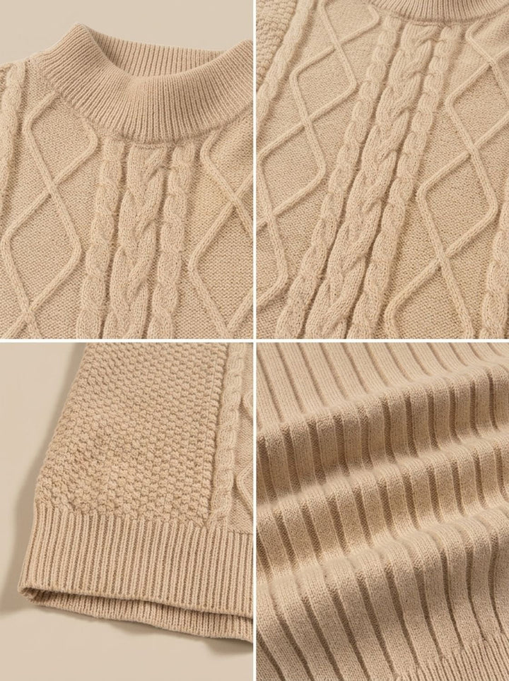 Iestyn | Men's Cable Knit Cotton-Blend Mock Neck Jumper