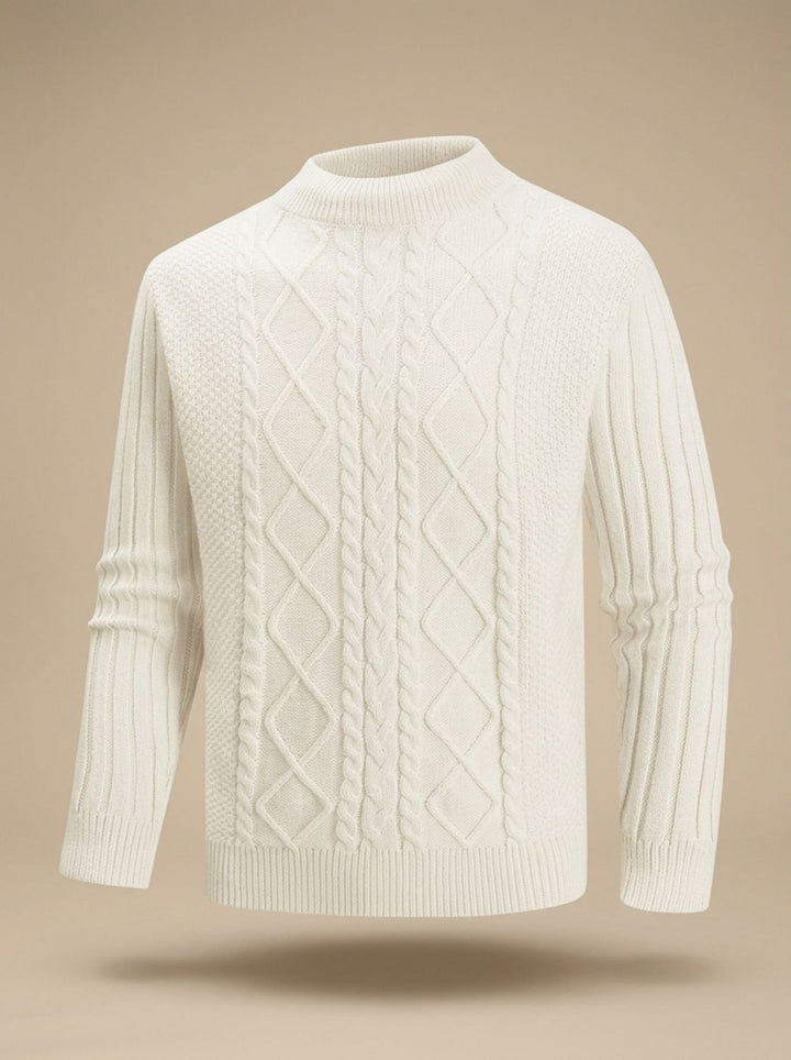 Iestyn | Men's Cable Knit Cotton-Blend Mock Neck Jumper