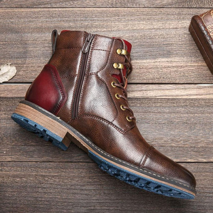 Lennox | Men's Leather Cap-Toe Lace-Up Ankle Boots