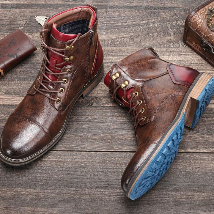 Lennox | Men's Leather Cap-Toe Lace-Up Ankle Boots