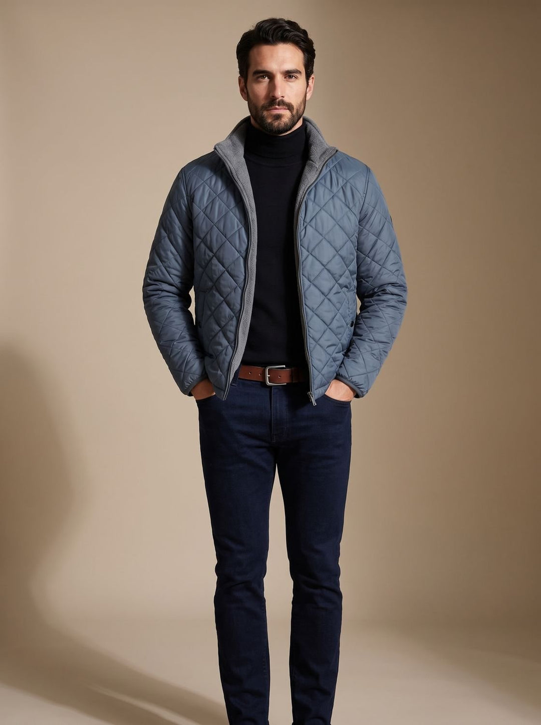 Rhys | Men's Diamond-Quilted Fleece-Lined Zip-Up Winter Jacket