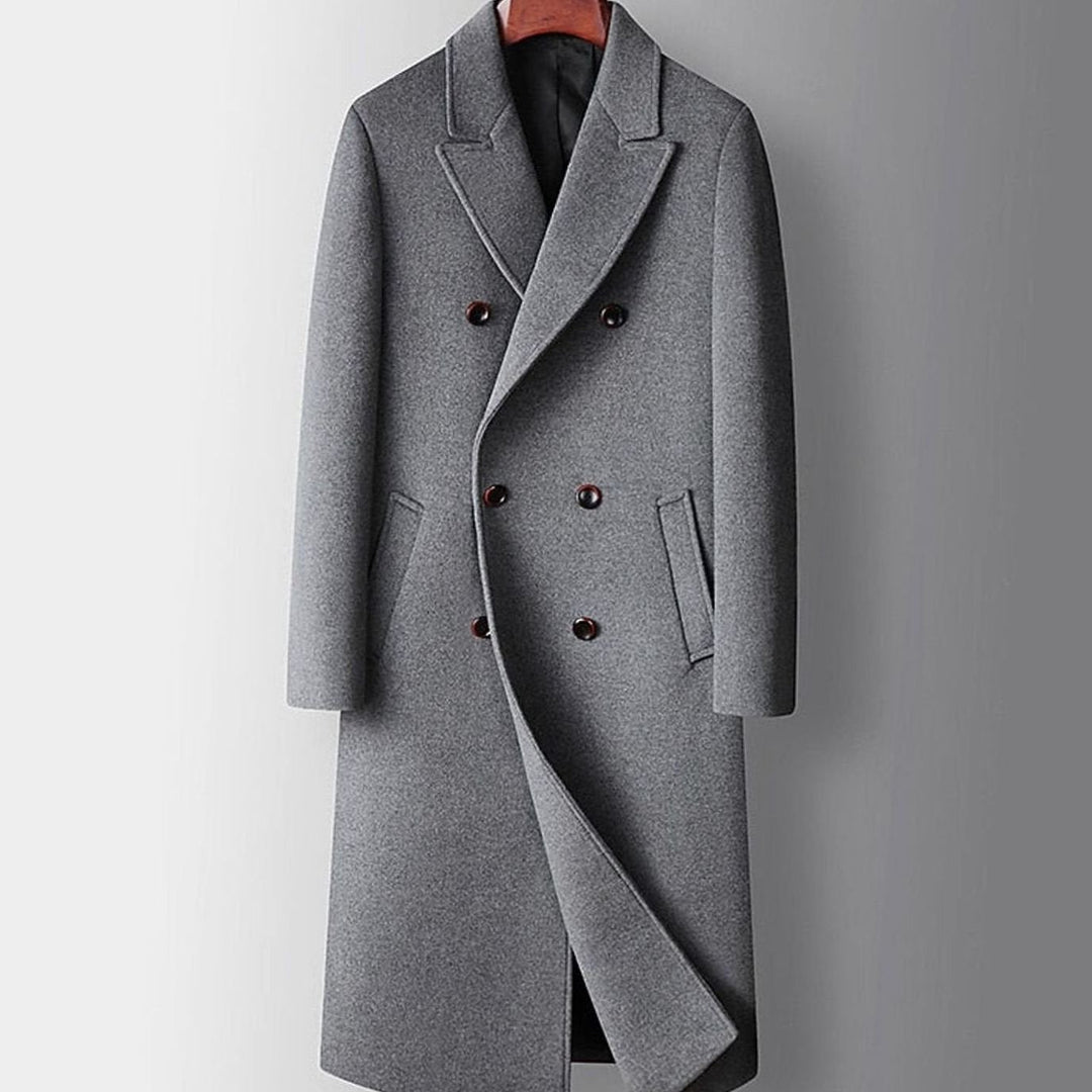 Taliesin | Men's Long Tailored Double-Breasted Wool Overcoat