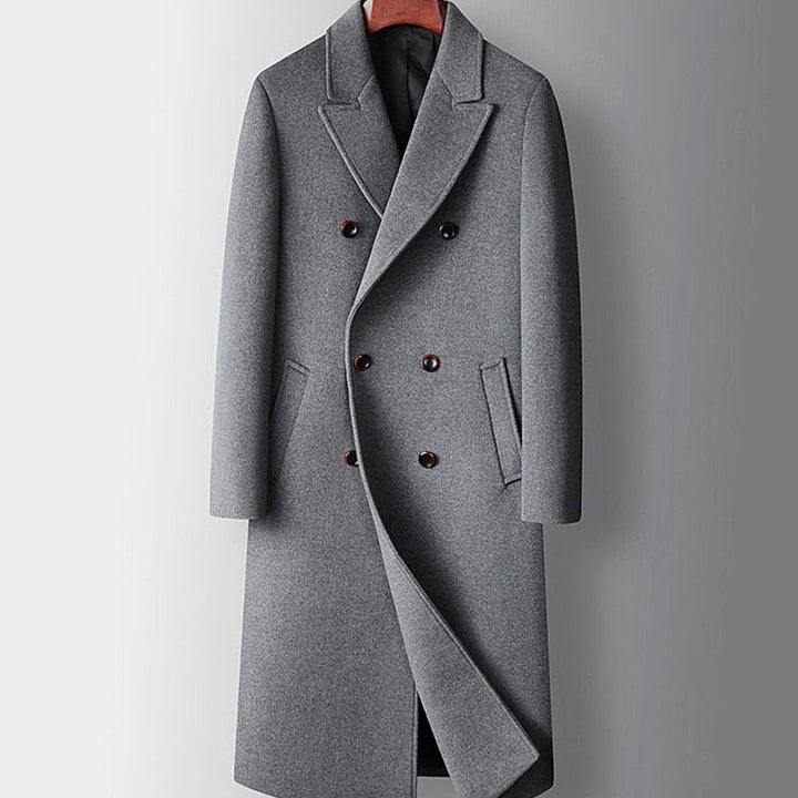 Taliesin | Men's Long Tailored Double-Breasted Wool Overcoat