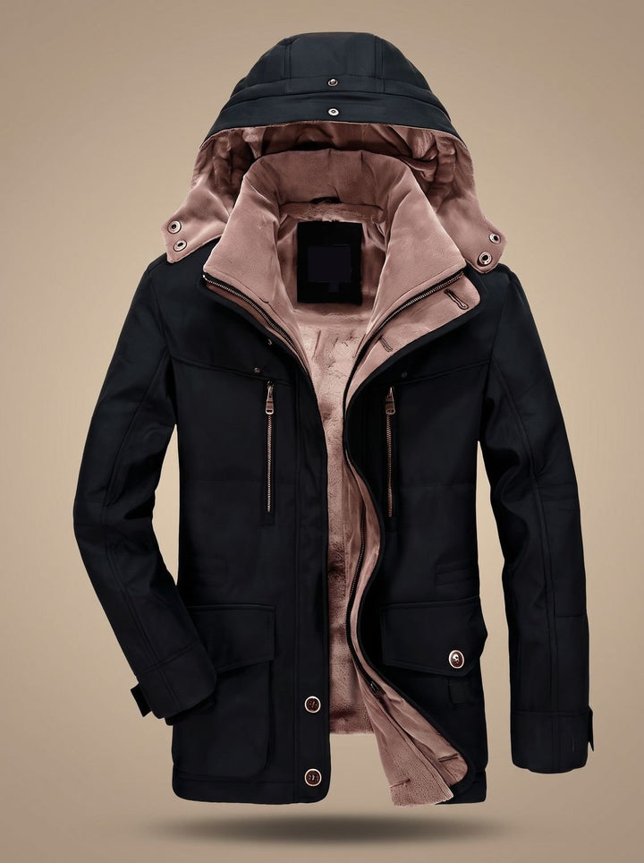 Owain | Men's Fleece-Lined Hooded Multi-Pocket Winter Parka
