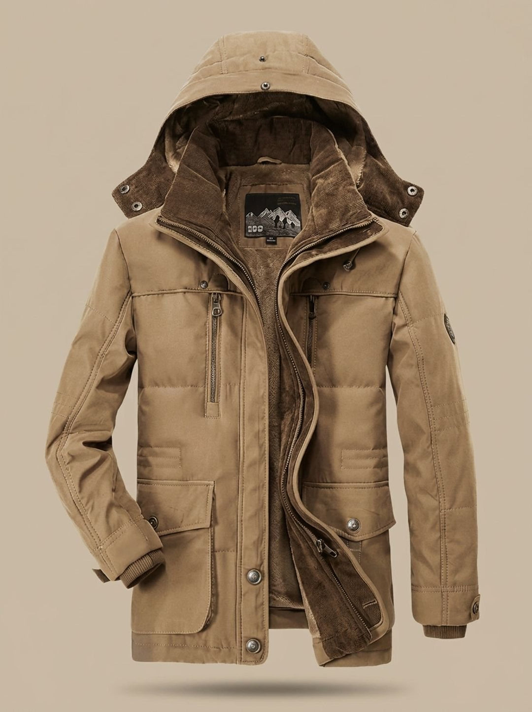 Owain | Men's Fleece-Lined Hooded Multi-Pocket Winter Parka