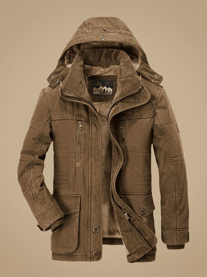 Owain | Men's Fleece-Lined Hooded Multi-Pocket Winter Parka