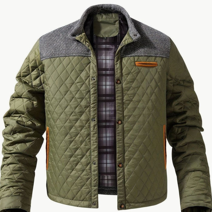 Dafydd | Men's Diamond-Quilted Stand Collar Snap-Front Jacket