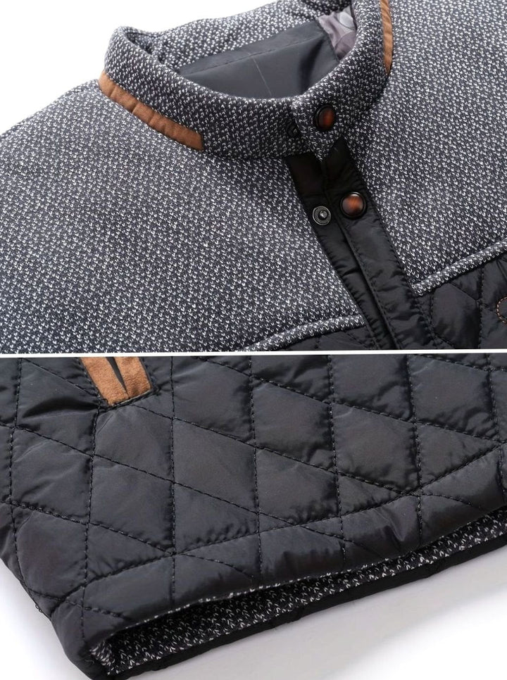 Dafydd | Men's Diamond-Quilted Stand Collar Snap-Front Jacket