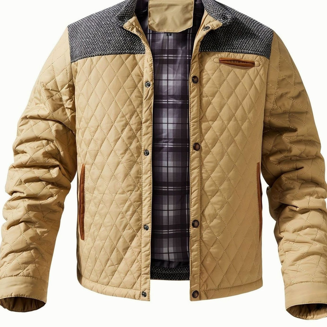 Dafydd | Men's Diamond-Quilted Stand Collar Snap-Front Jacket