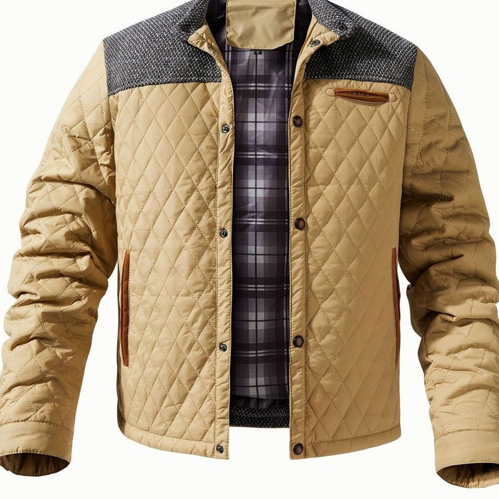 Dafydd | Men's Diamond-Quilted Stand Collar Snap-Front Jacket