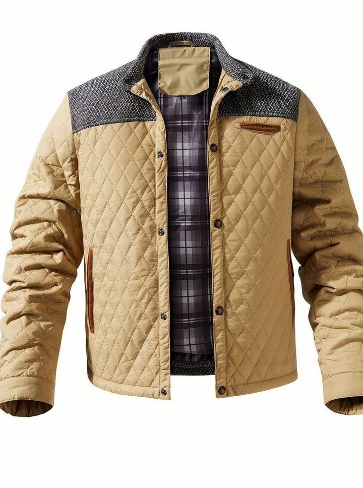 Dafydd | Men's Diamond-Quilted Stand Collar Snap-Front Jacket