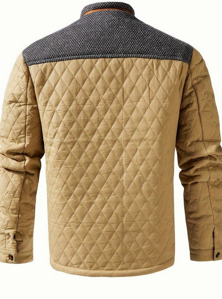 Dafydd | Men's Diamond-Quilted Stand Collar Snap-Front Jacket