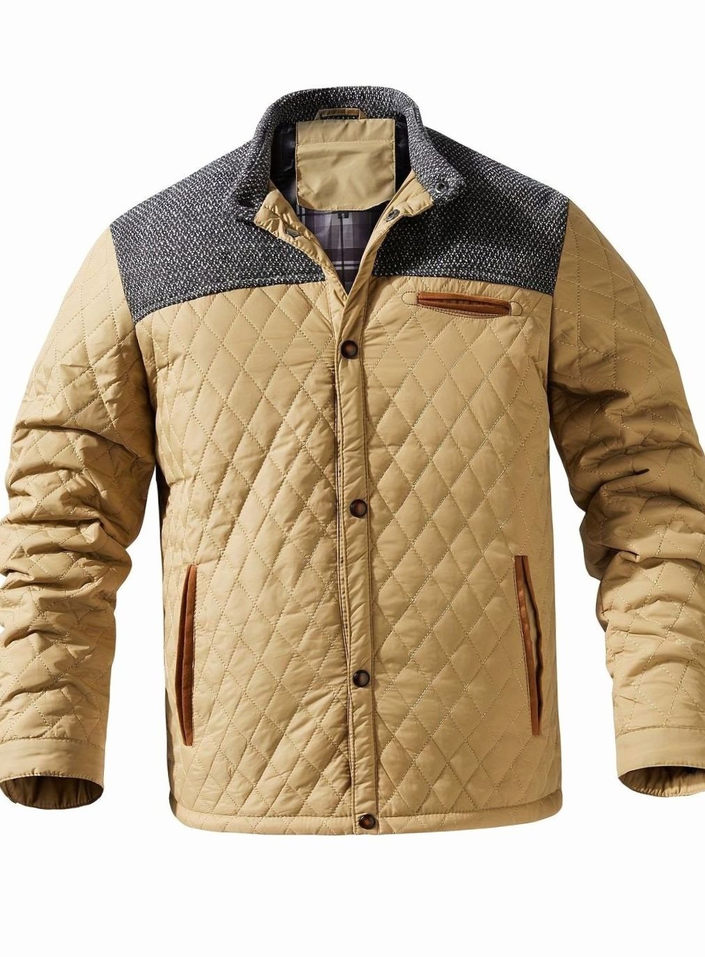Dafydd | Men's Diamond-Quilted Stand Collar Snap-Front Jacket