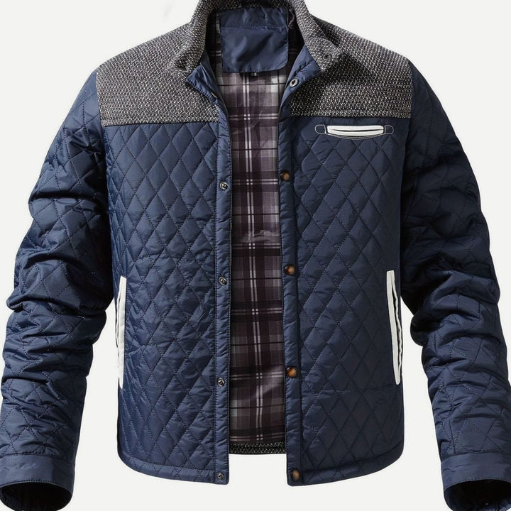 Dafydd | Men's Diamond-Quilted Stand Collar Snap-Front Jacket