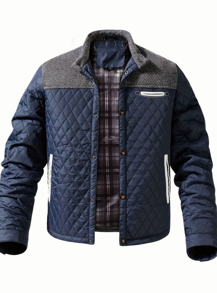 Dafydd | Men's Diamond-Quilted Stand Collar Snap-Front Jacket