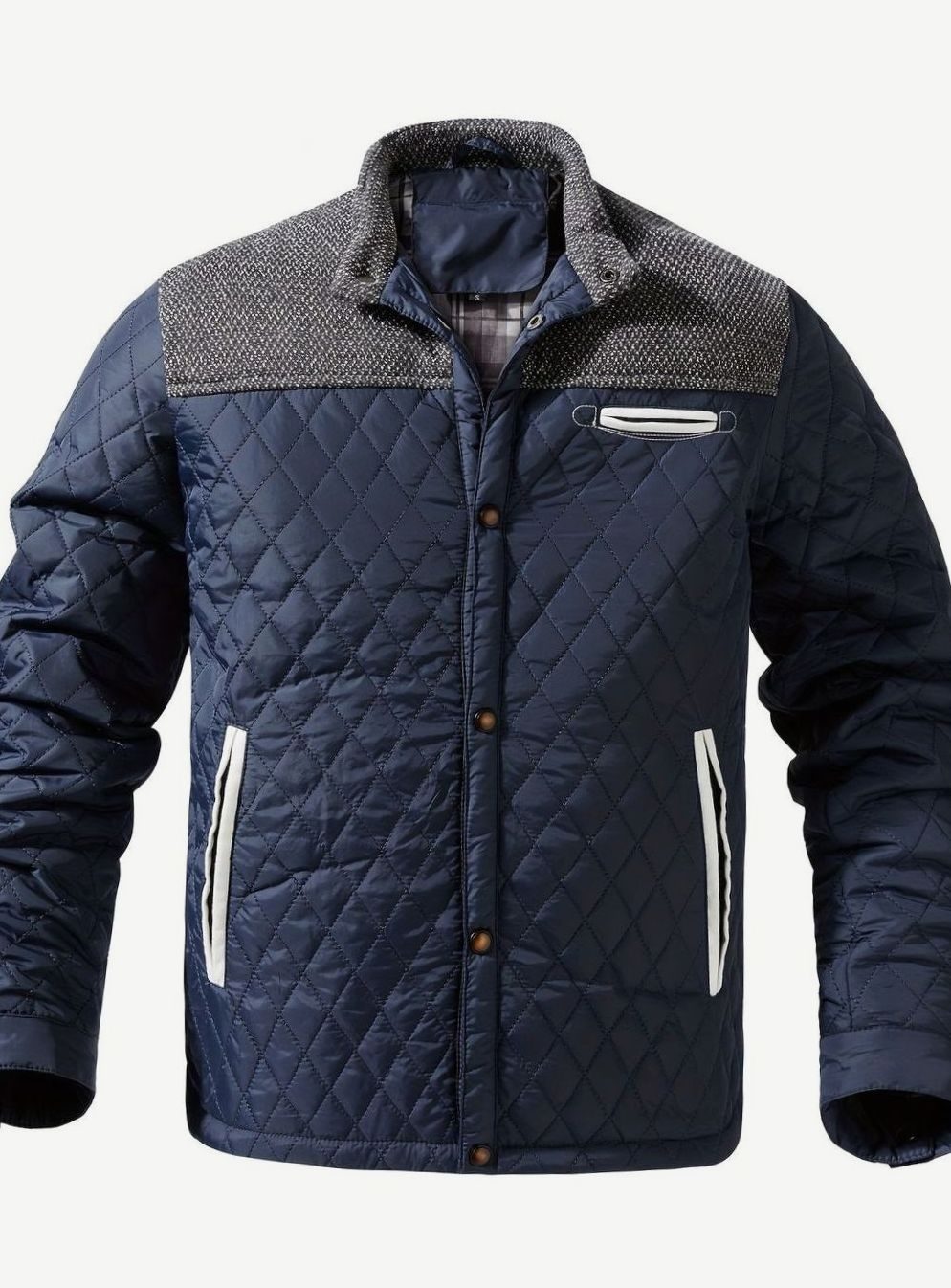 Dafydd | Men's Diamond-Quilted Stand Collar Snap-Front Jacket