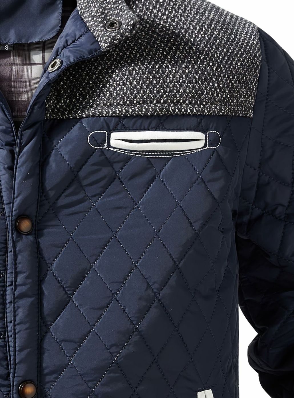 Dafydd | Men's Diamond-Quilted Stand Collar Snap-Front Jacket