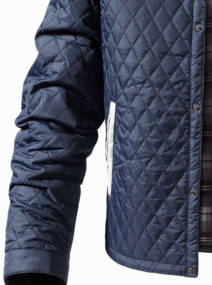 Dafydd | Men's Diamond-Quilted Stand Collar Snap-Front Jacket