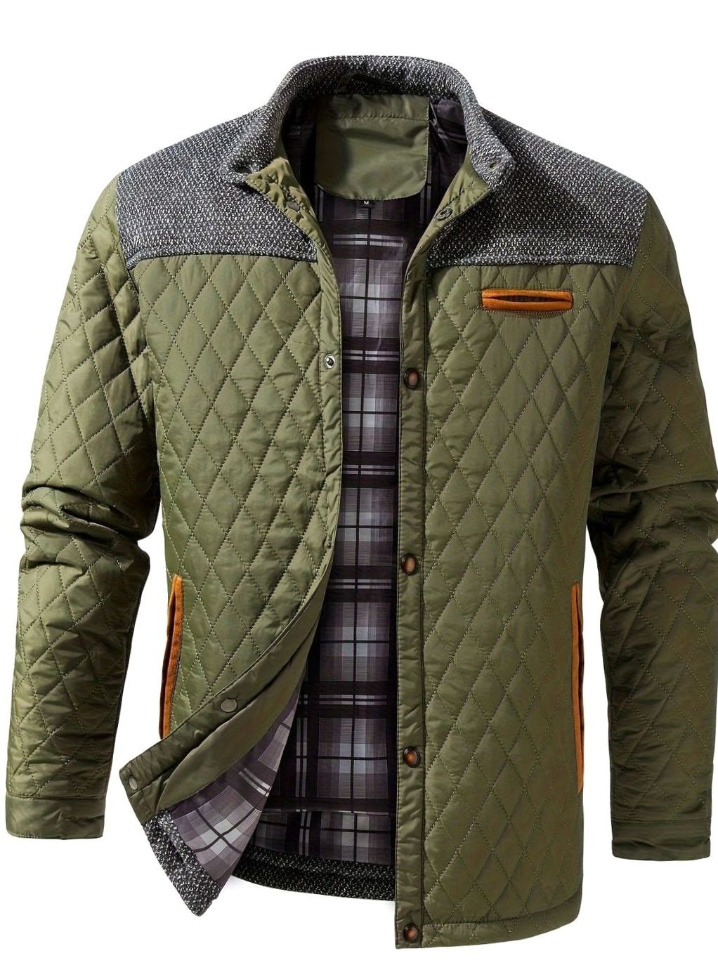 Dafydd | Men's Diamond-Quilted Stand Collar Snap-Front Jacket