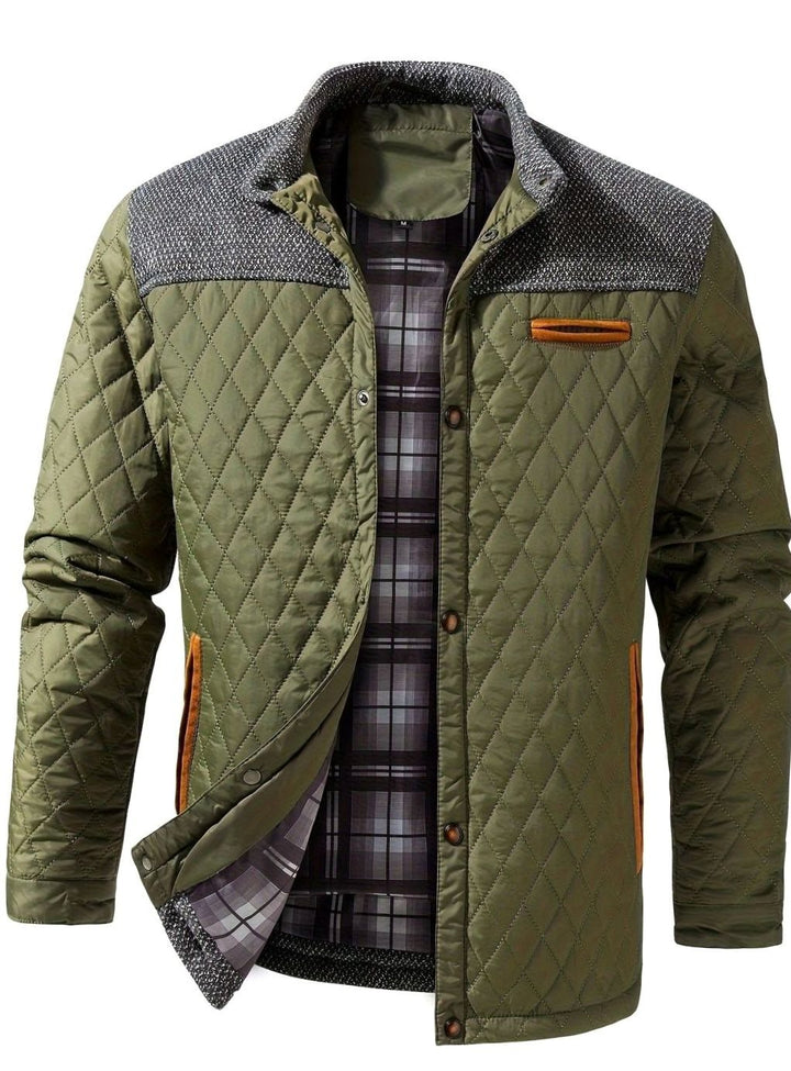 Dafydd | Men's Diamond-Quilted Stand Collar Snap-Front Jacket
