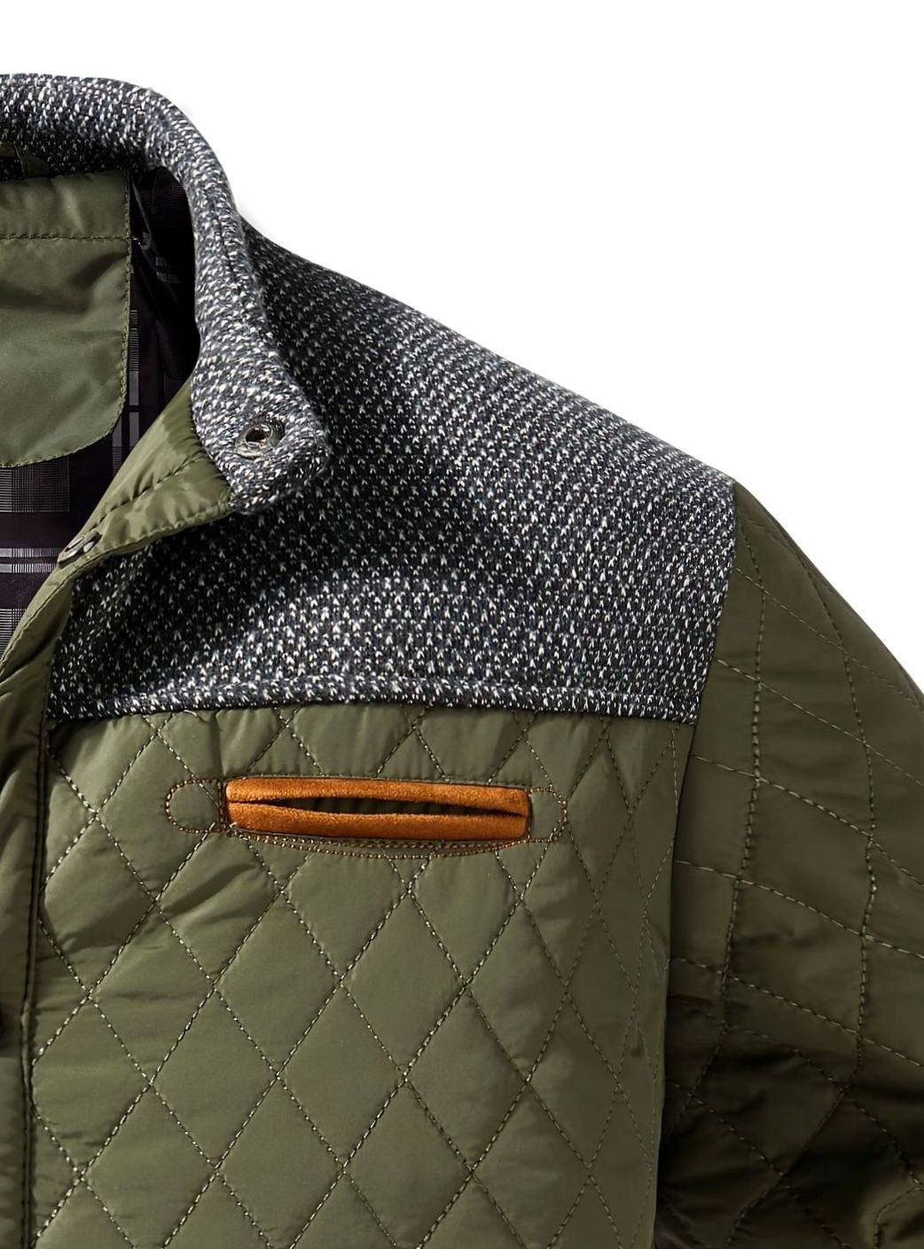 Dafydd | Men's Diamond-Quilted Stand Collar Snap-Front Jacket