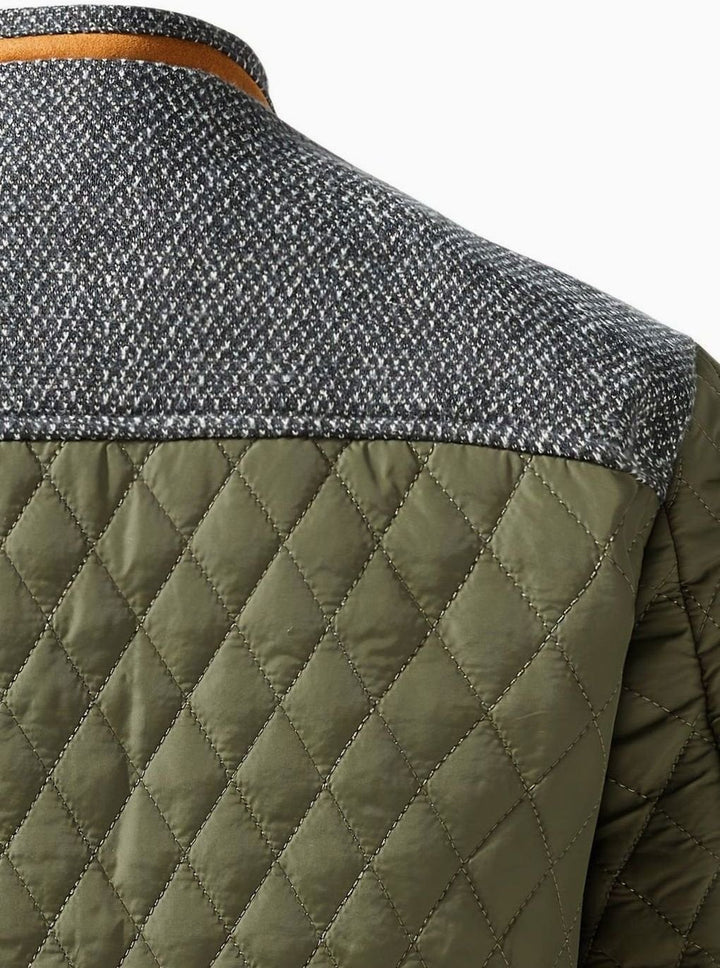 Dafydd | Men's Diamond-Quilted Stand Collar Snap-Front Jacket
