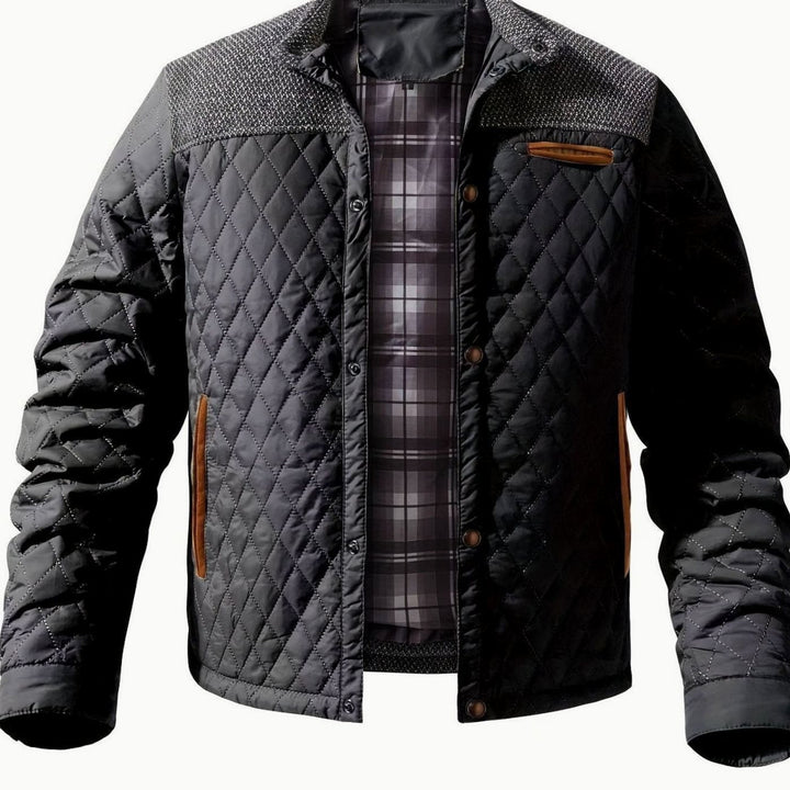 Dafydd | Men's Diamond-Quilted Stand Collar Snap-Front Jacket