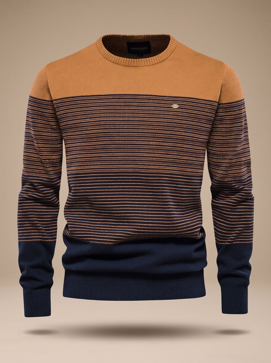 Tate | Men's Striped Colour Block Crew Neck Knit Jumper