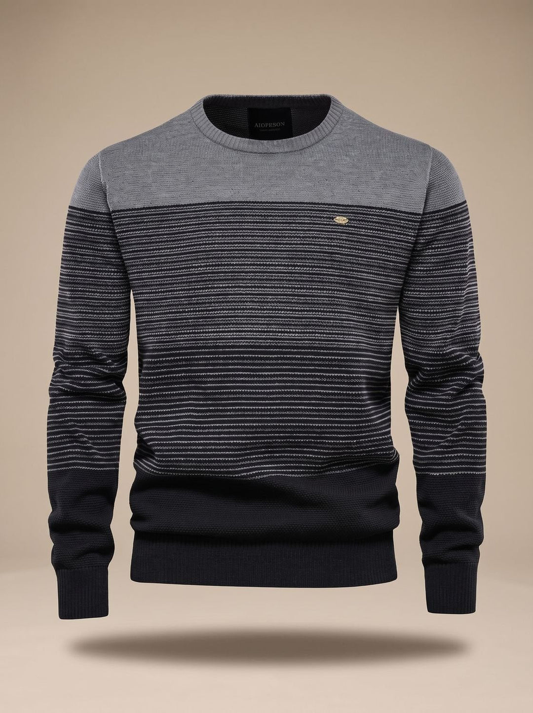 Tate | Men's Striped Colour Block Crew Neck Knit Jumper