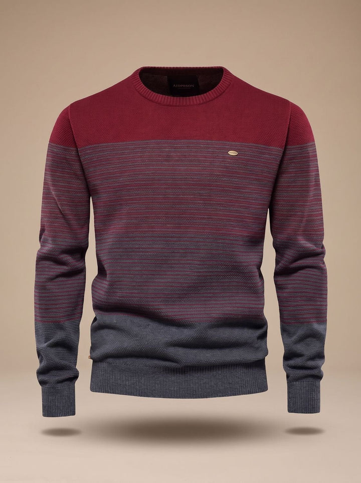 Tate | Men's Striped Colour Block Crew Neck Knit Jumper