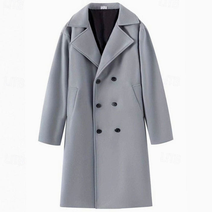 Steffan | Men's Wool Double-Breasted Tailored Long Overcoat