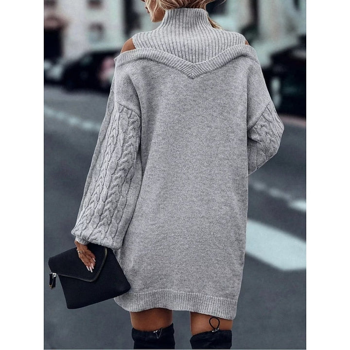 Melody | Women's Cold-Shoulder Roll Neck Jumper Dress