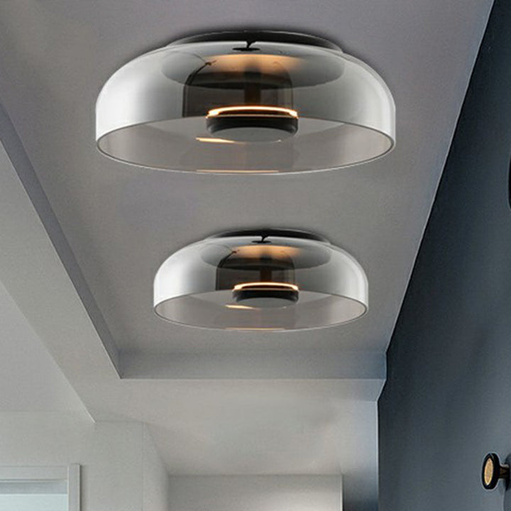 Modern Smoked Glass LED Ceiling Light – Elegant Flush Mount Light for Hallway, Living Room and Bedroom