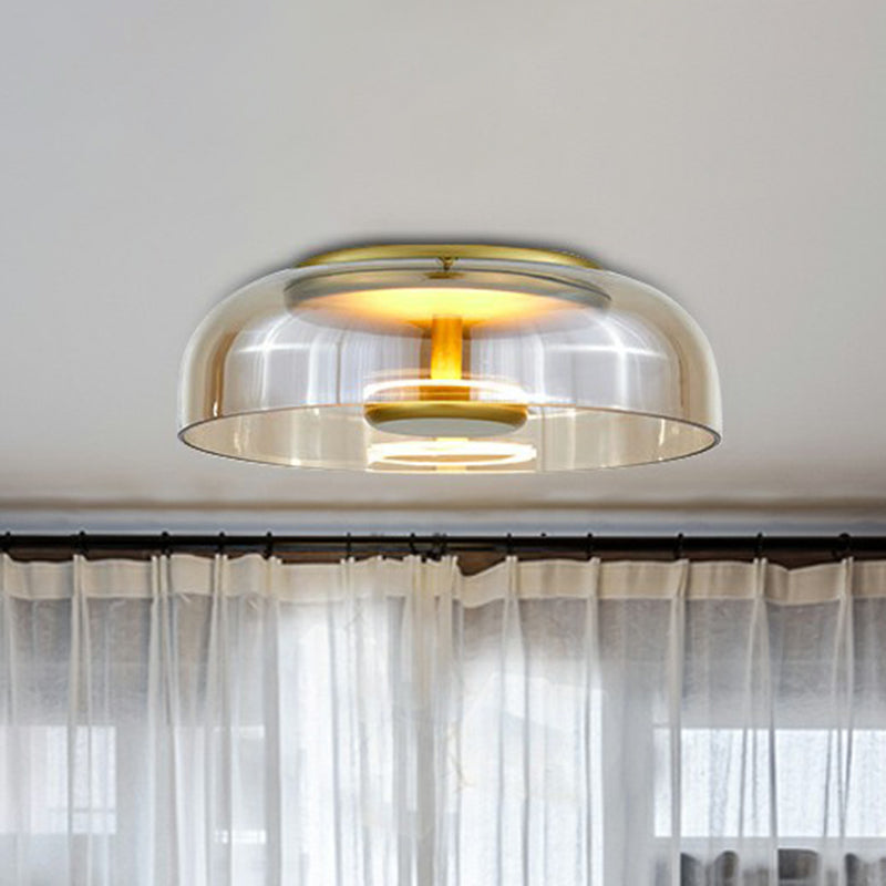 Modern Smoked Glass LED Ceiling Light – Elegant Flush Mount Light for Hallway, Living Room and Bedroom