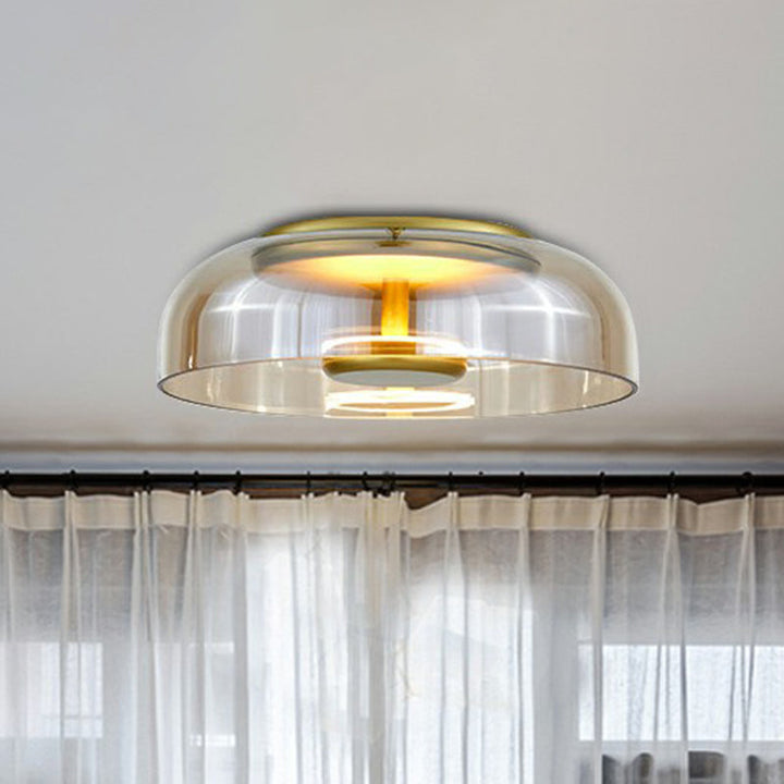 Modern Smoked Glass LED Ceiling Light – Elegant Flush Mount Light for Hallway, Living Room and Bedroom