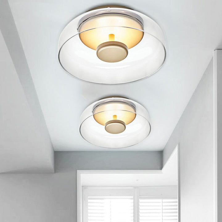 Modern Smoked Glass LED Ceiling Light – Elegant Flush Mount Light for Hallway, Living Room and Bedroom