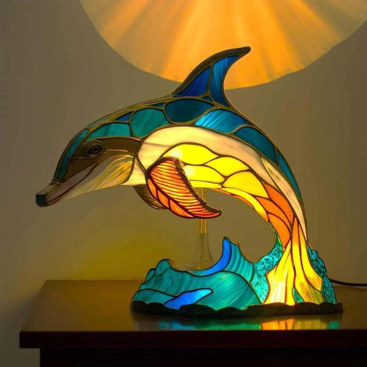Colourful Animal Night Light – Stained Glass Style Decorative Table Lamp with 20 Animal Designs