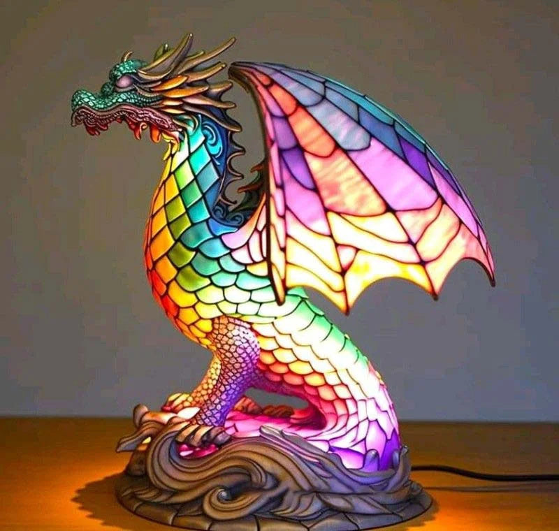 Colourful Animal Night Light – Stained Glass Style Decorative Table Lamp with 20 Animal Designs