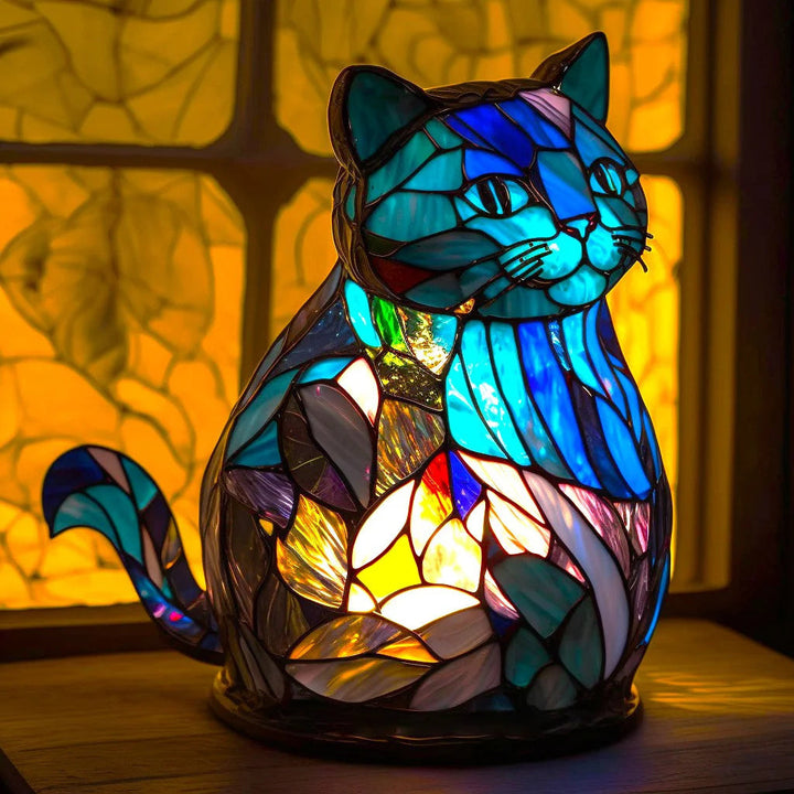 Colourful Animal Night Light – Stained Glass Style Decorative Table Lamp with 20 Animal Designs