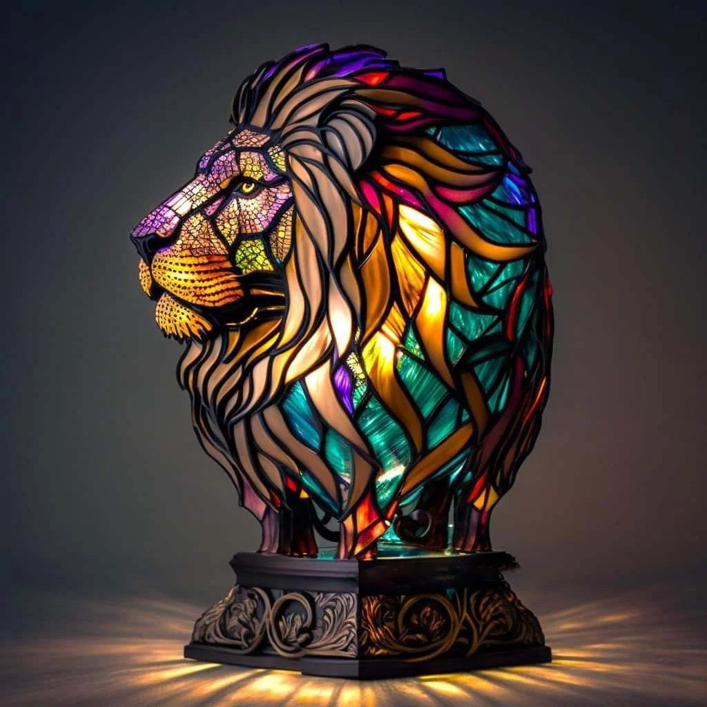 Colourful Animal Night Light – Stained Glass Style Decorative Table Lamp with 20 Animal Designs