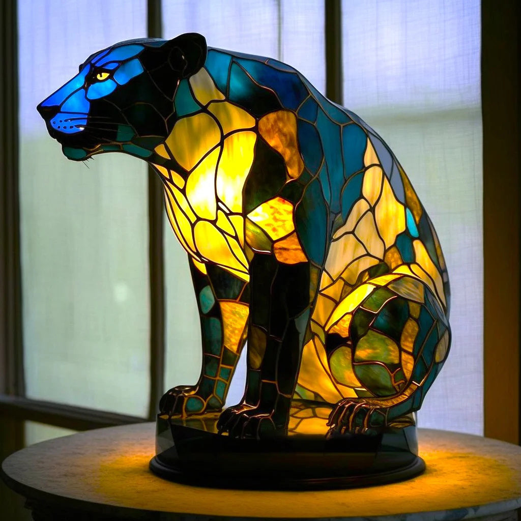 Colourful Animal Night Light – Stained Glass Style Decorative Table Lamp with 20 Animal Designs