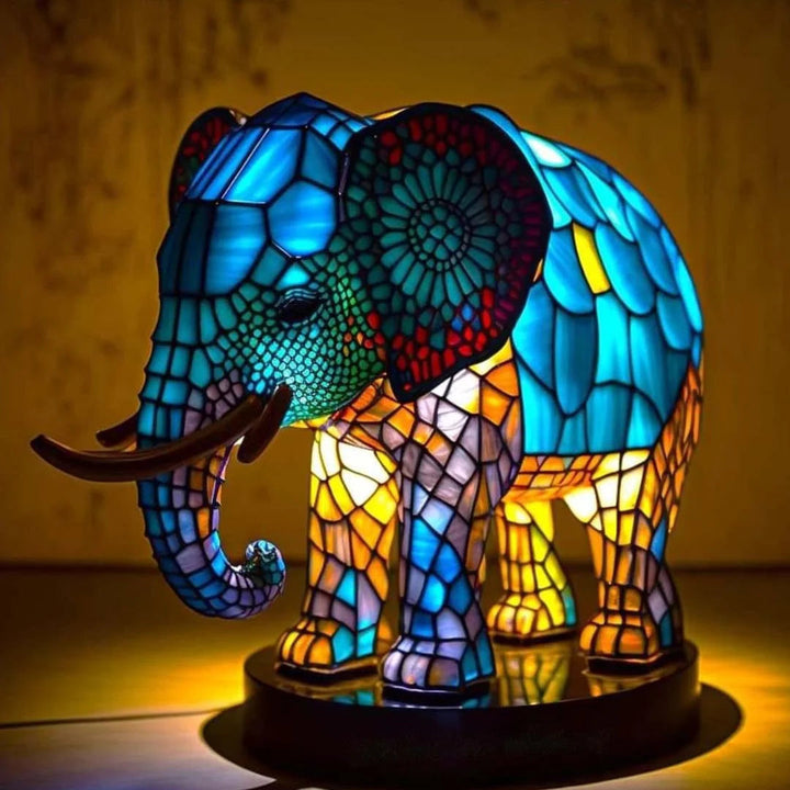 Colourful Animal Night Light – Stained Glass Style Decorative Table Lamp with 20 Animal Designs