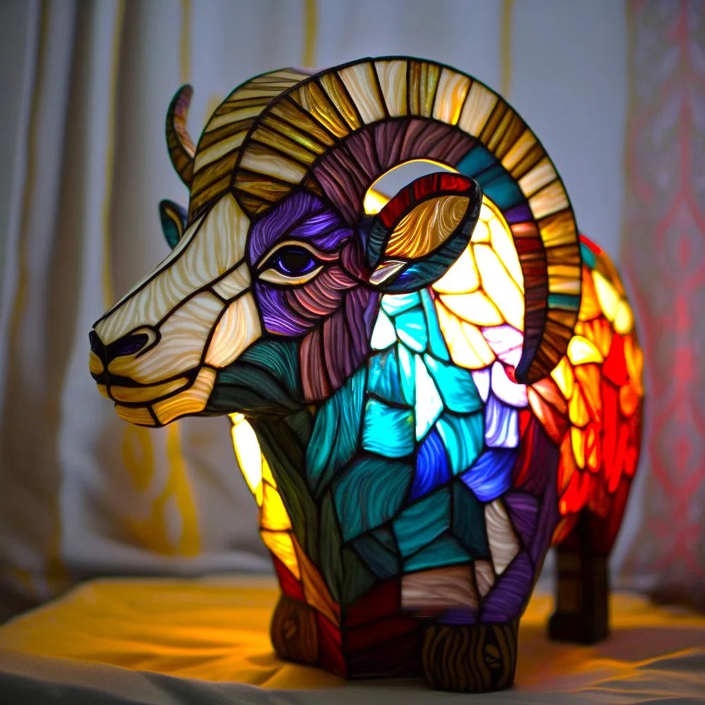 Colourful Animal Night Light – Stained Glass Style Decorative Table Lamp with 20 Animal Designs