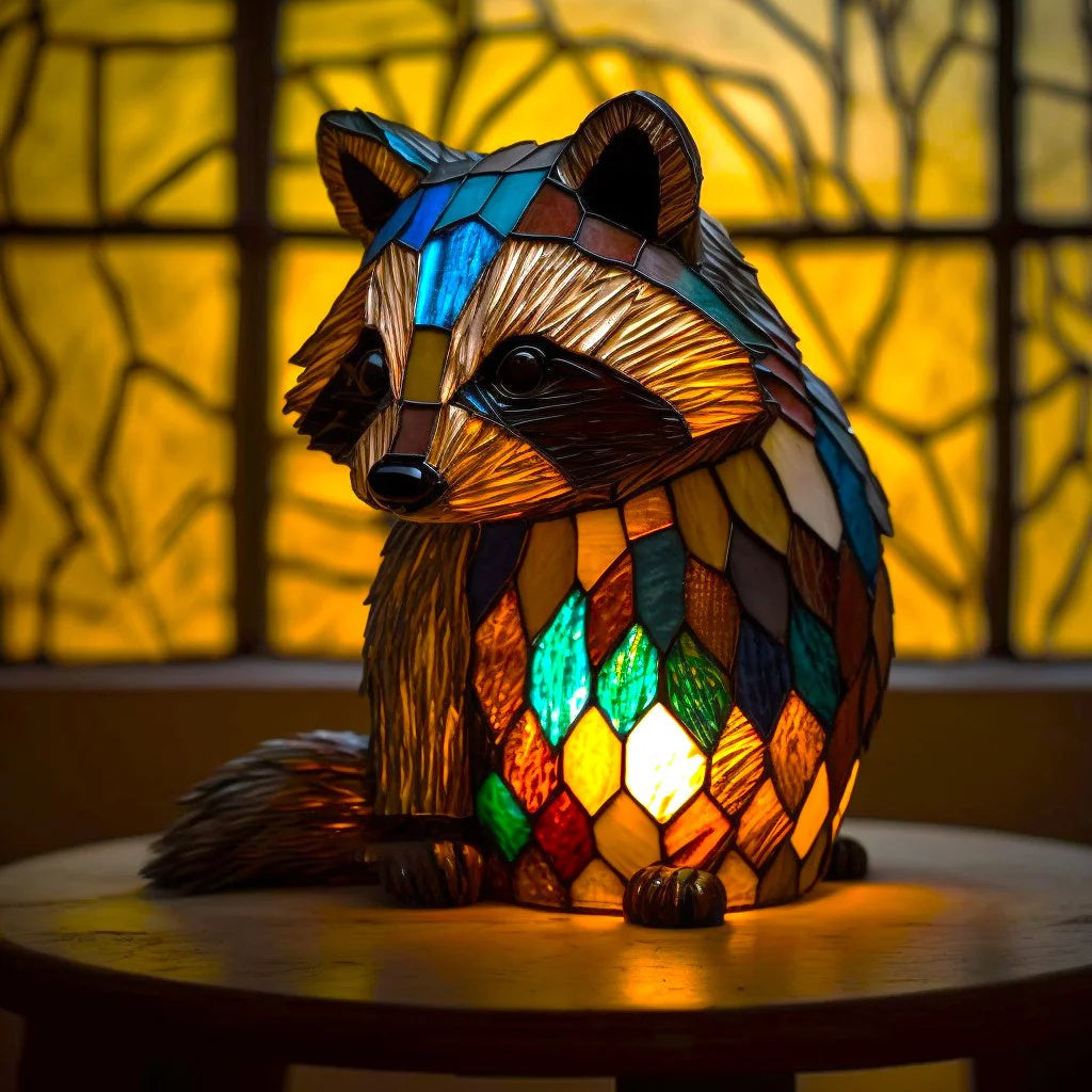 Colourful Animal Night Light – Stained Glass Style Decorative Table Lamp with 20 Animal Designs