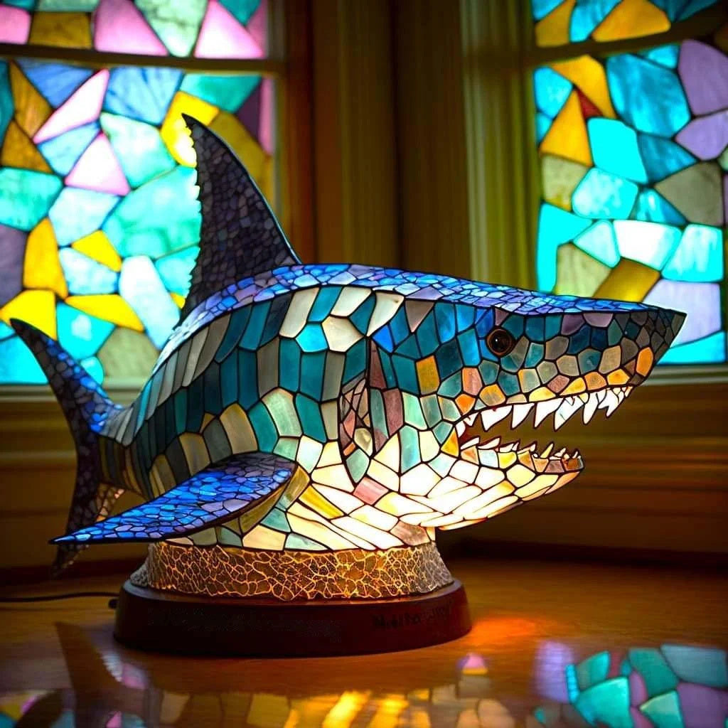 Colourful Animal Night Light – Stained Glass Style Decorative Table Lamp with 20 Animal Designs